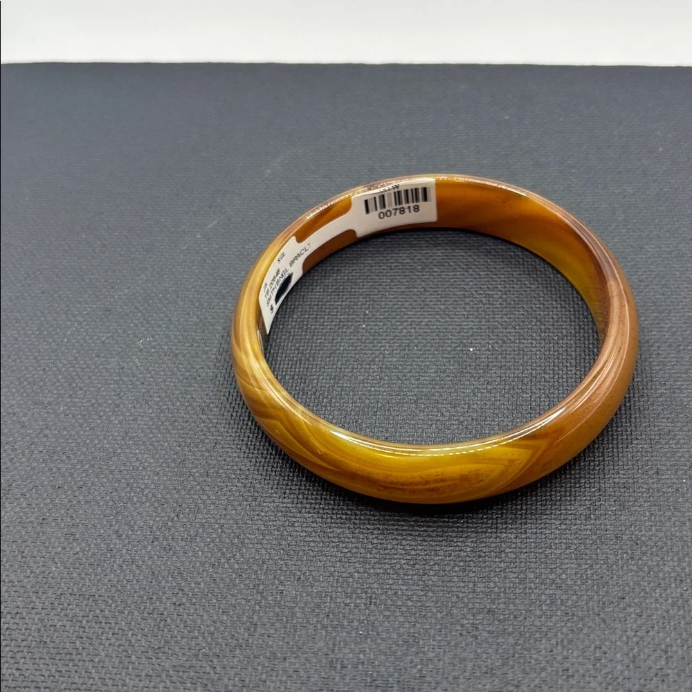 Glass Carmel Brown Agate Bangle Bracelet Swirl design boho vintage style NWT